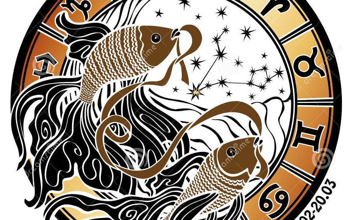 Животное рыб знак зодиака. Знак зодиака рыбы рисунок. Астрология Винтаж иллюстрация.